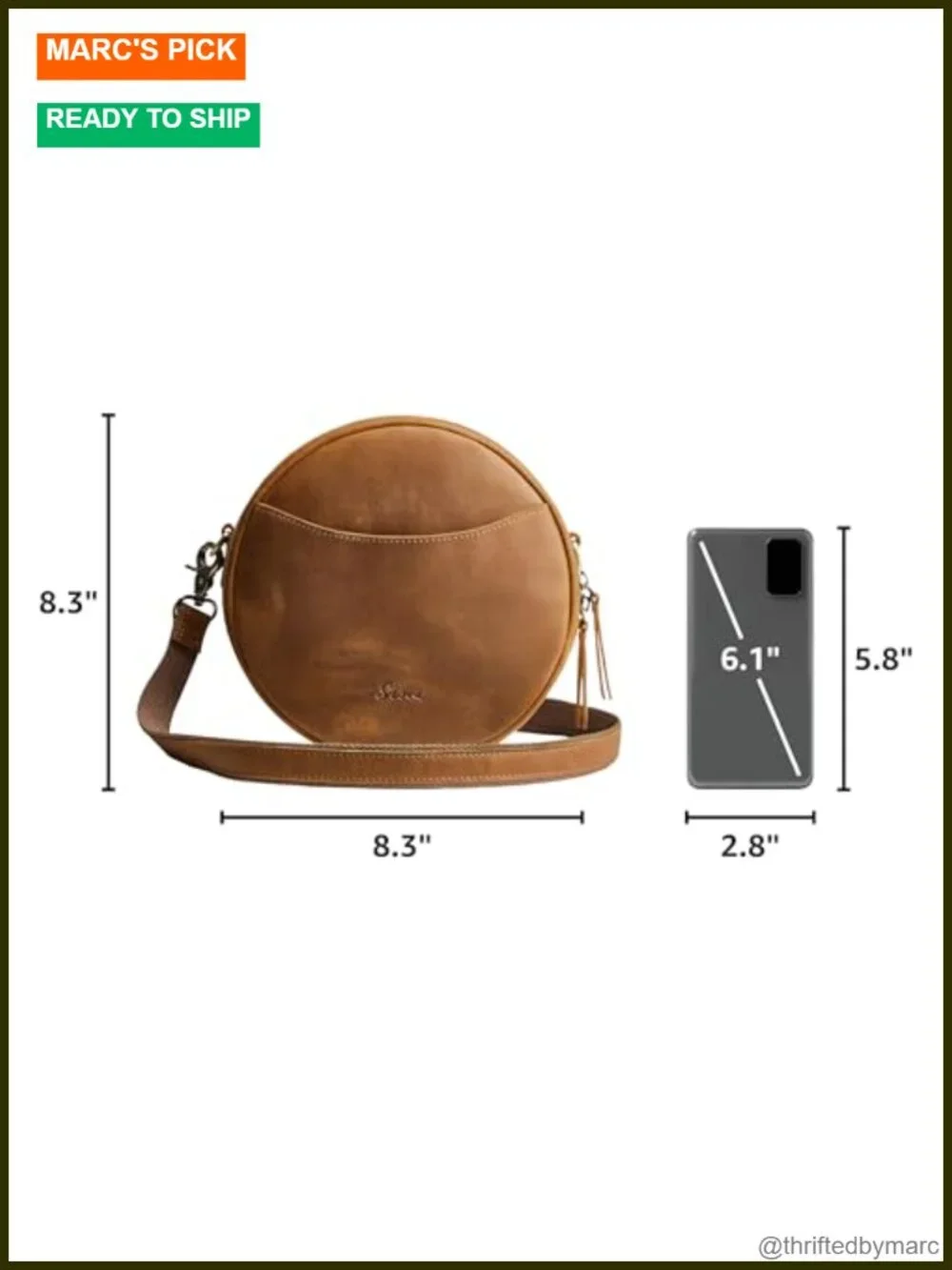 Leather Crossbody Bag Circle Shoulder Round Purse Travel